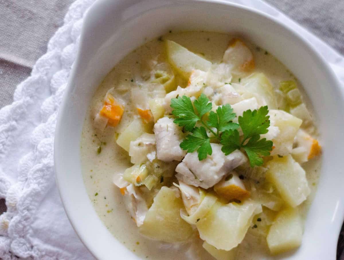 Bouillon crémeux de merlan & haddock