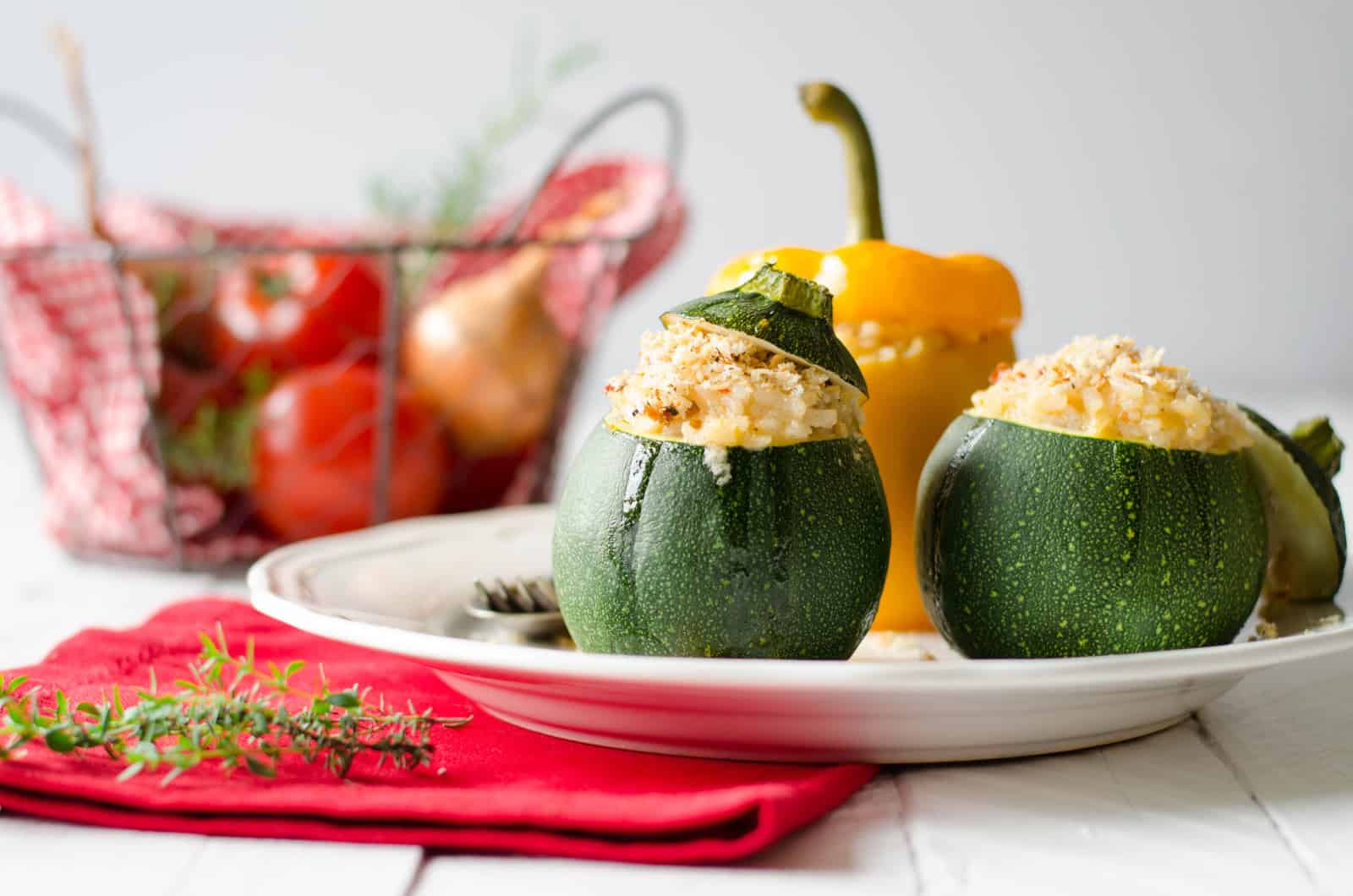 Légumes farcis au riz & chapelure aux herbes et aux graines