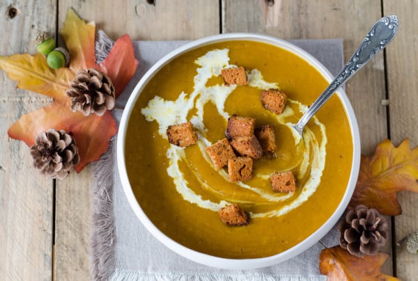 Velouté de potimarron & croutons de pain d'épices