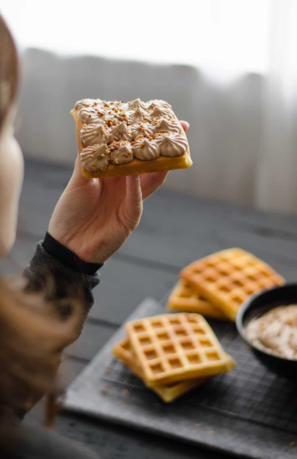 Gaufres & crème choco-noisette {au Nutella}