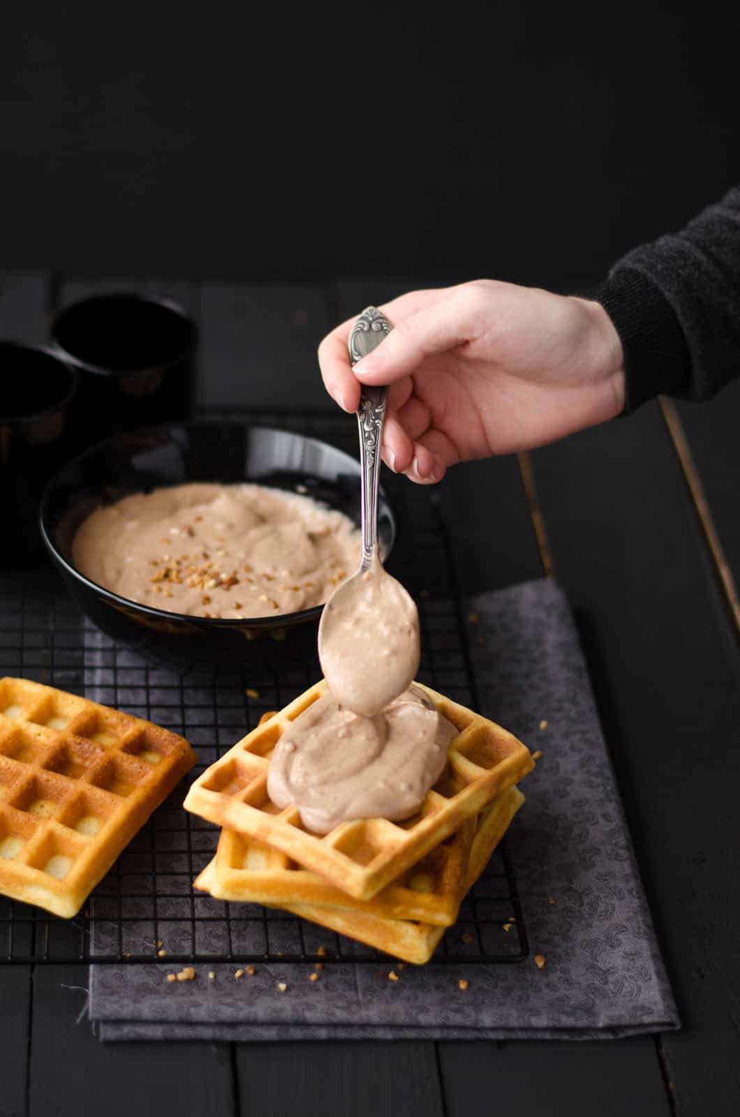 Gaufres & crème choco-noisette {au Nutella}