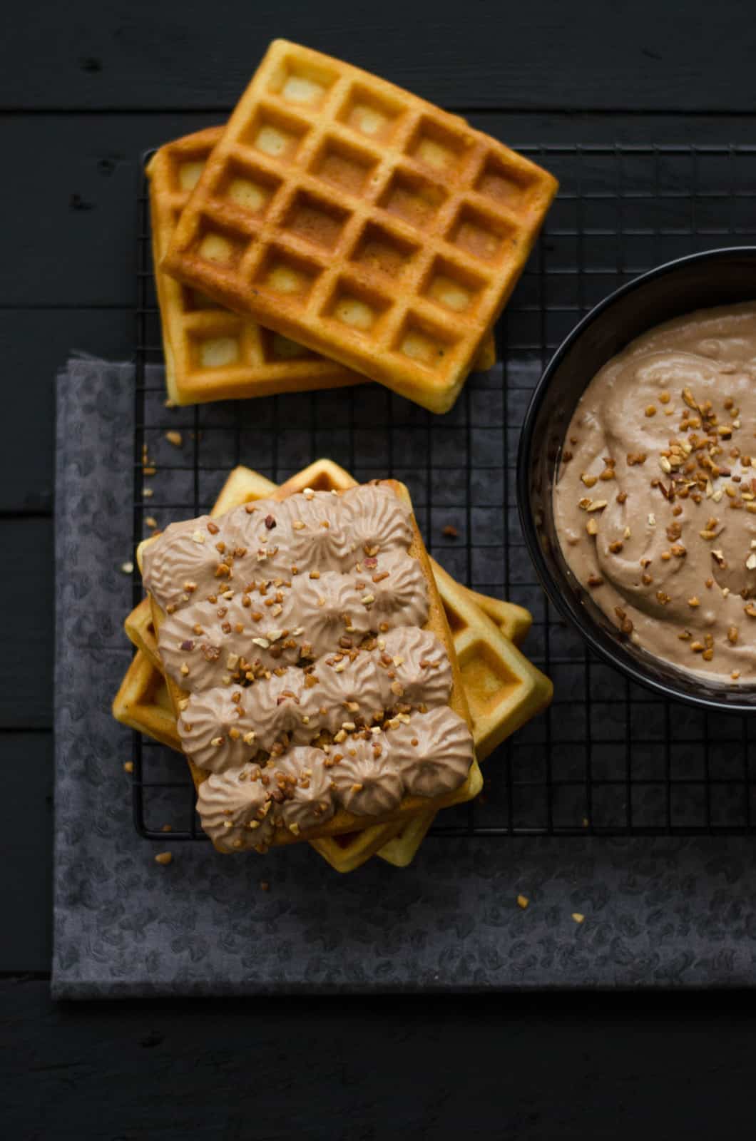 Gaufres & crème choco-noisette {au Nutella}