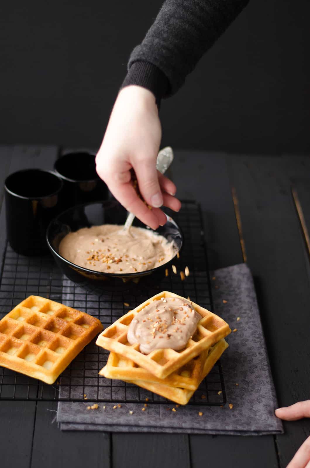 Gaufres & crème choco-noisette {au Nutella}