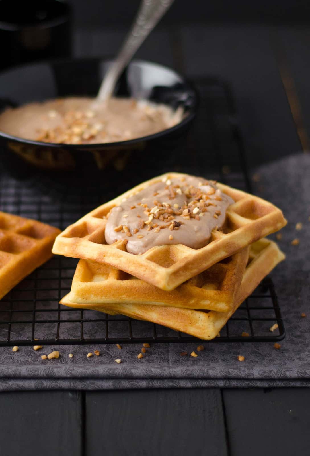 Gaufres & crème choco-noisette {au Nutella}