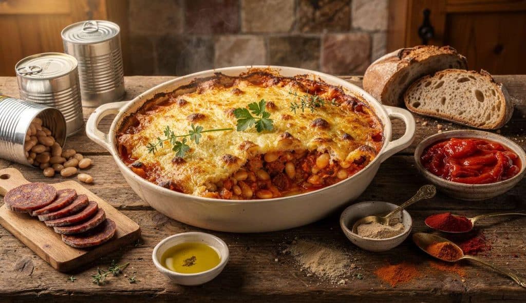 Gratin de haricots blancs au chorizo : recette savoureuse