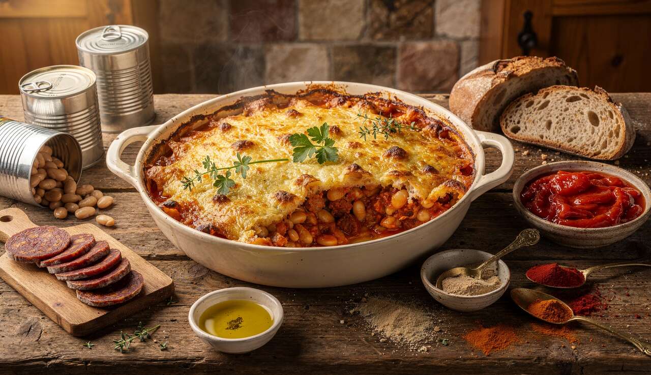 Gratin de haricots blancs au chorizo : recette savoureuse