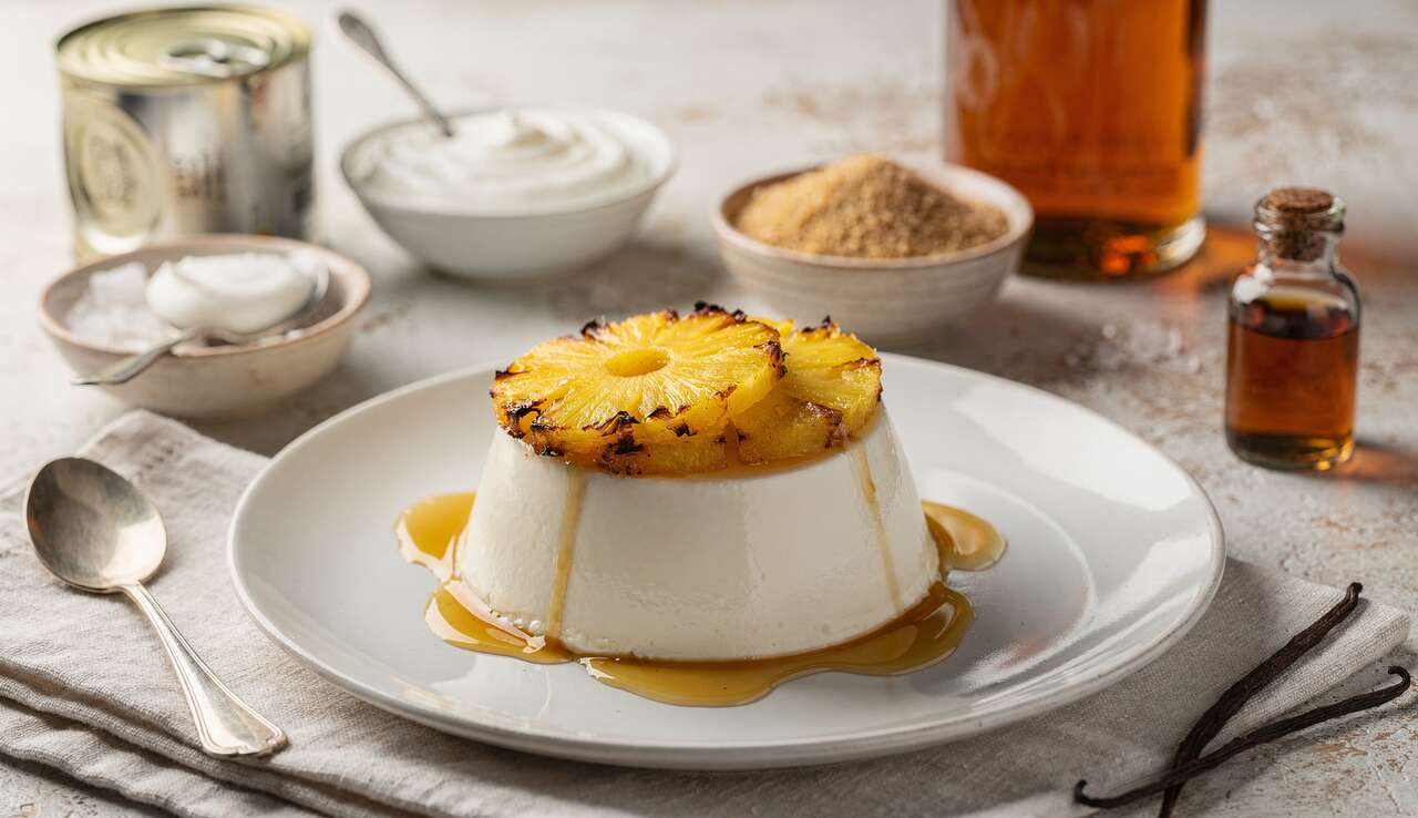 Panna Cotta à la Noix de Coco et Ananas Caramélisé