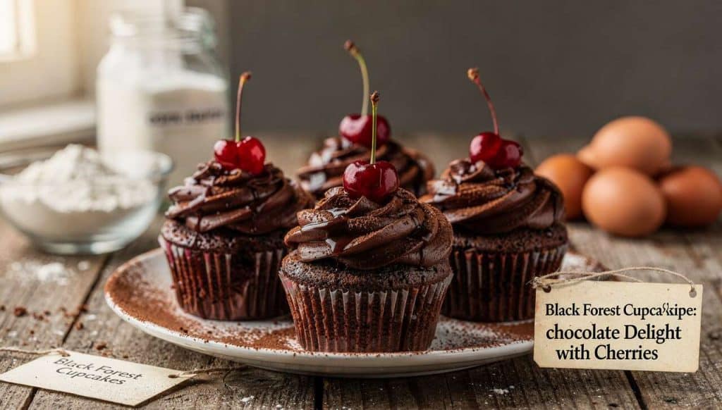 Recette de Cupcakes Forêt-Noire : gourmandise au Chocolat et Cerises