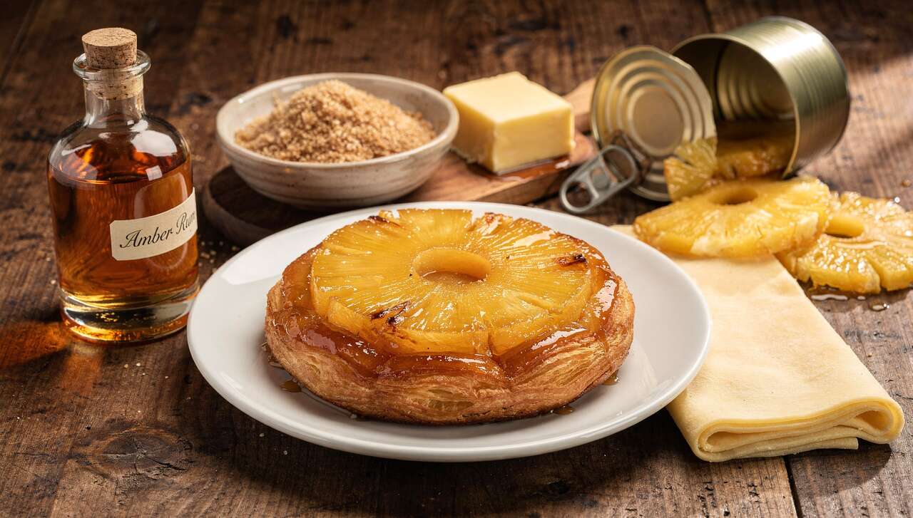 Tatin d'ananas au rhum ambré : recette exotique et gourmande