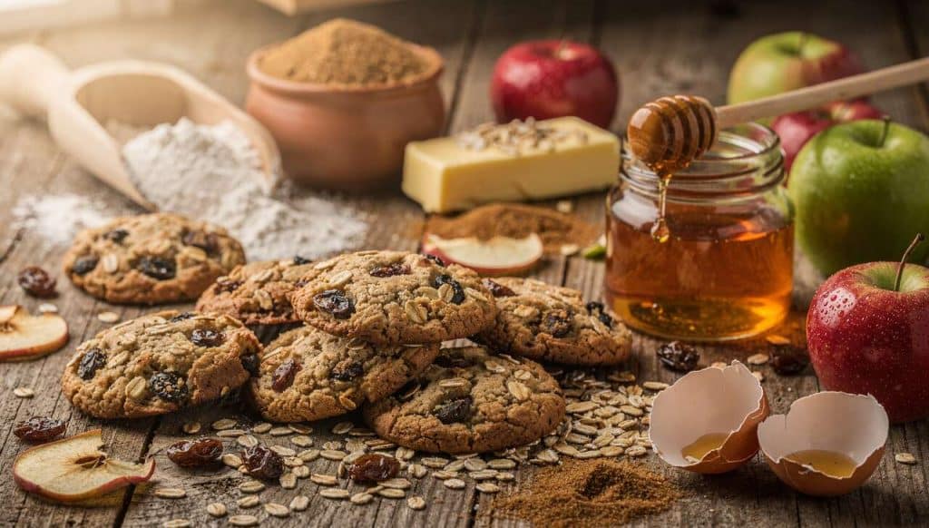 Biscuits Moelleux aux Pommes, raisins Secs et Flocons d'Avoine : recette Gourmande