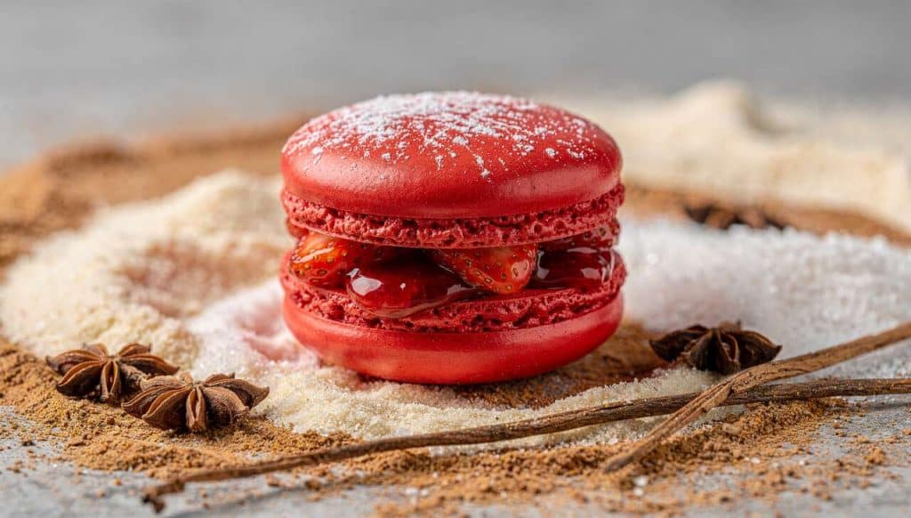 Macarons à la confiture de fraises, badiane et poivre long : recette gourmande