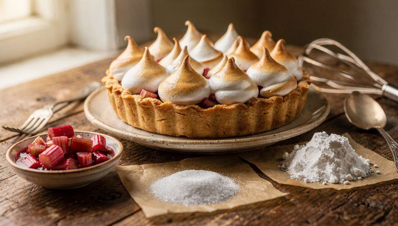 Tarte meringuée à la rhubarbe : recette gourmande