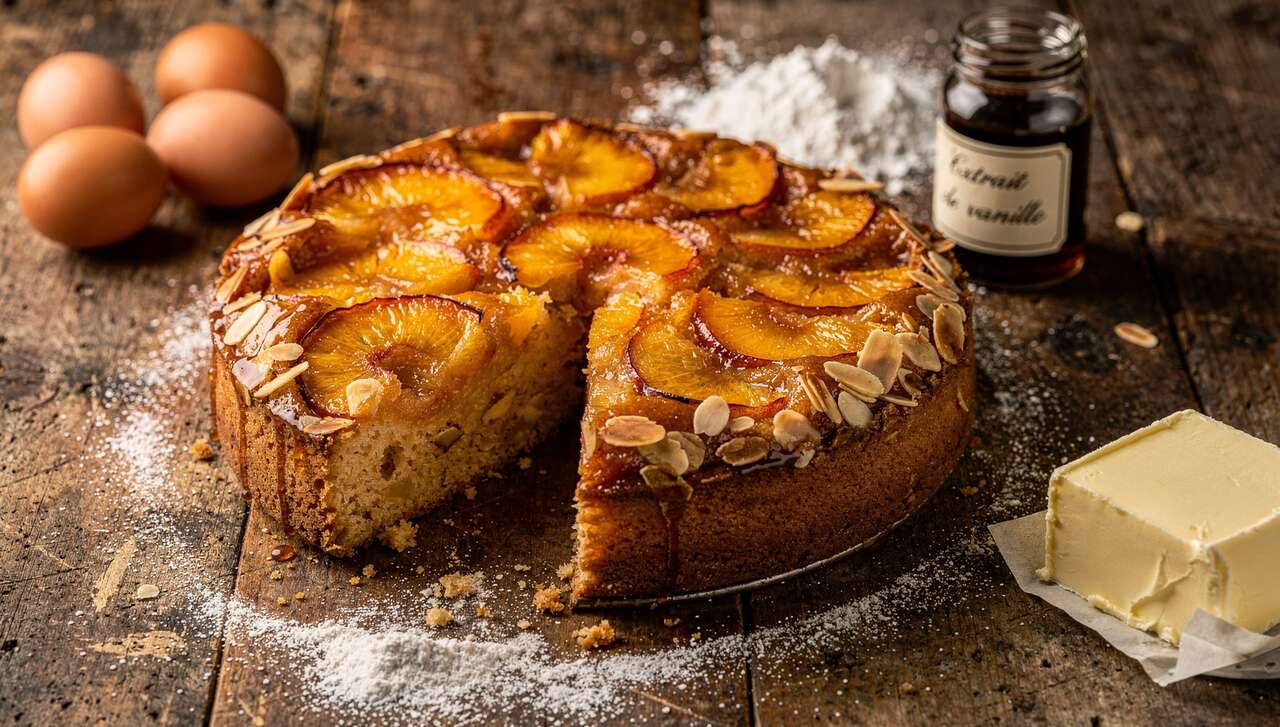 Gâteau renversé aux pêches et amandes : la recette parfaite