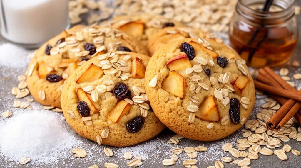 Biscuits moelleux aux pommes, raisins secs et flocons d'avoine : recette gourmande
