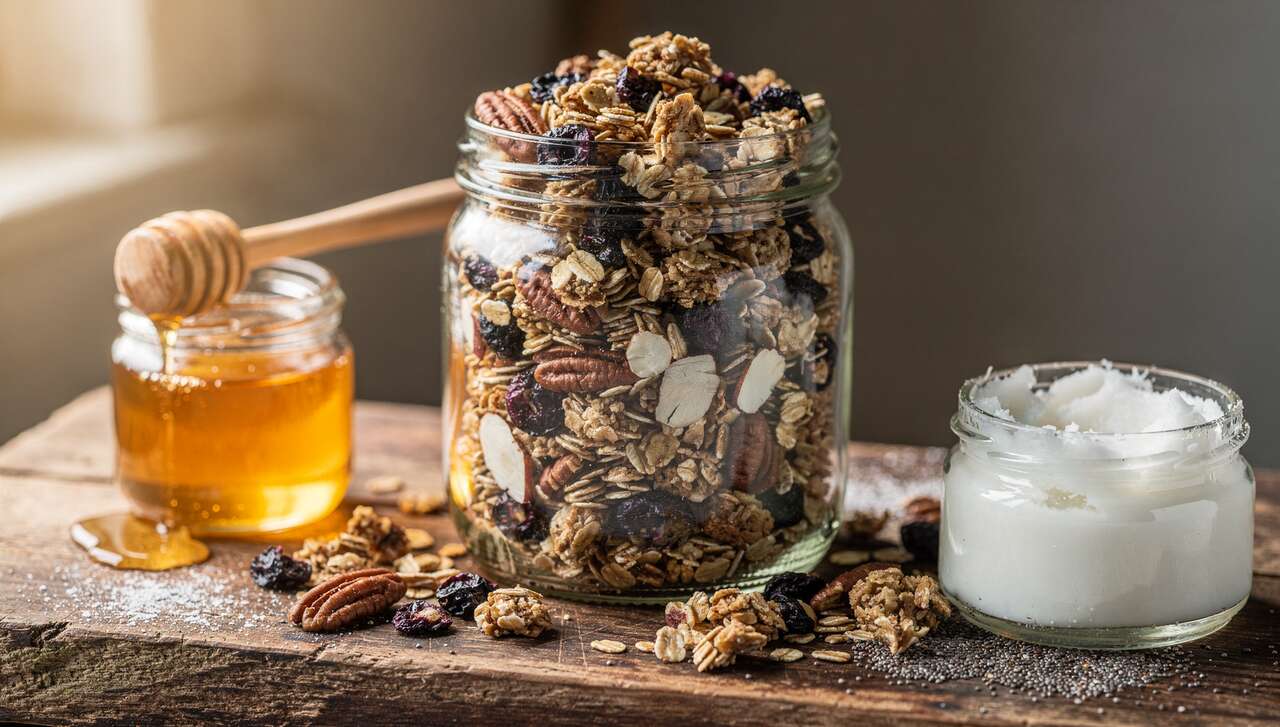 Granola aux myrtilles maison : recette en jarra
