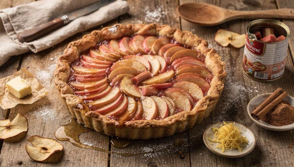 Tarte aux pommes et compotée de rhubarbe : la recette gourmande