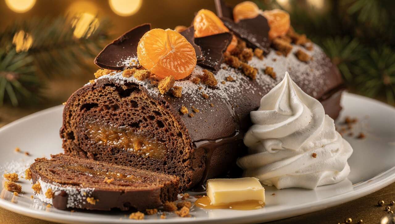 Recette de bûche clémentine, pain d'épices et chocolat : un dessert gourmand pour Noël