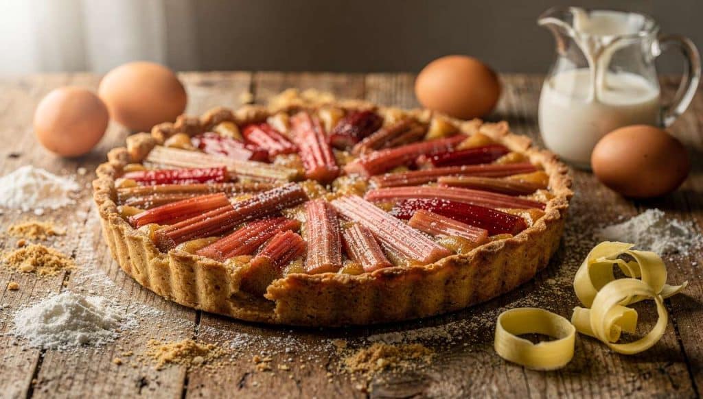 Recette tarte amandine à la rhubarbe : délicieuse et facile