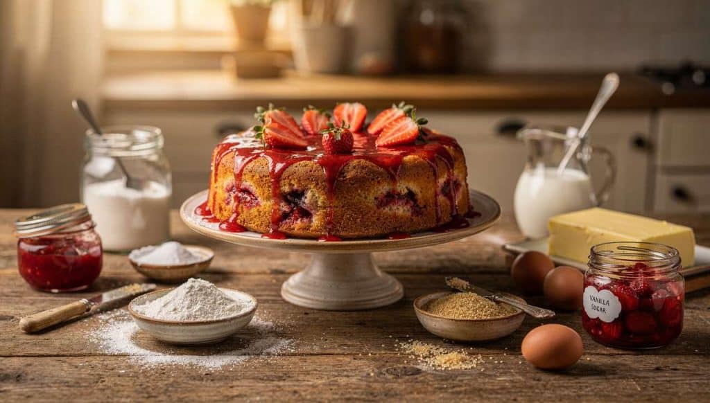 Gâteau fraise rhubarbe : recette gourmande