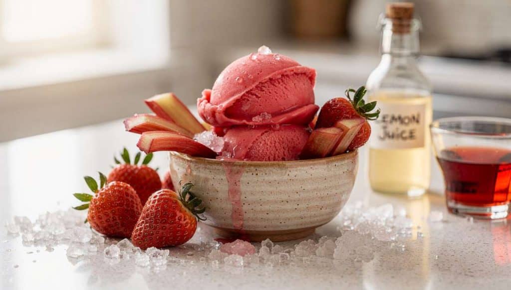 Sorbet rhubarbe et fraises : recette gourmande et rafraîchissante