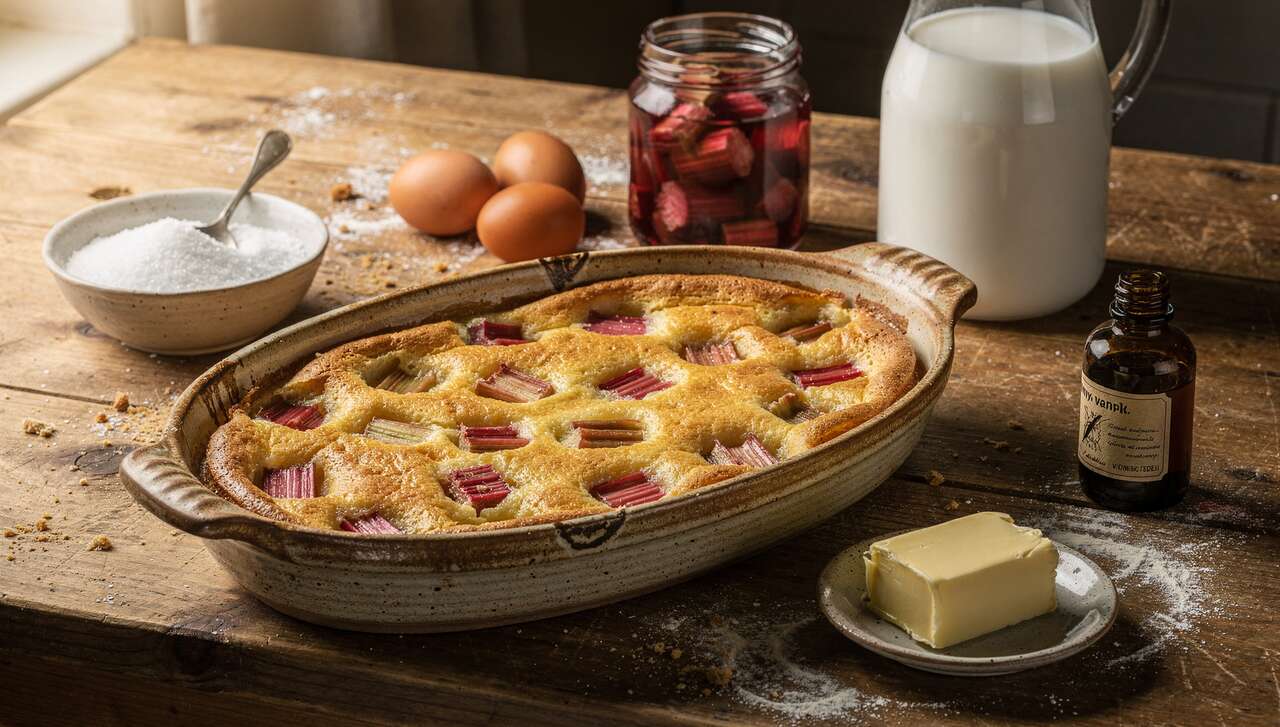 Clafoutis à la rhubarbe : recette facile et rapide