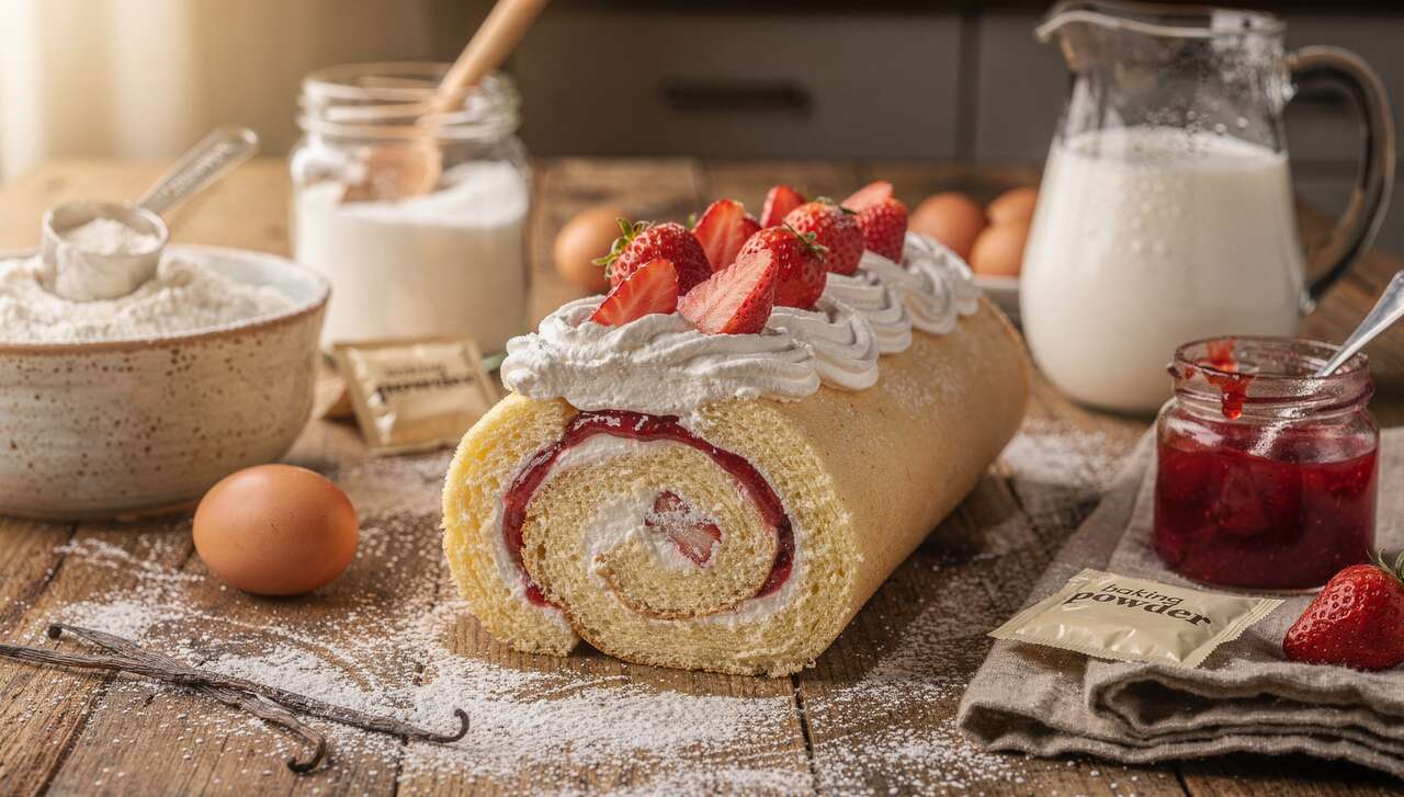 Roulé aux fraises et chantilly : recette gourmande