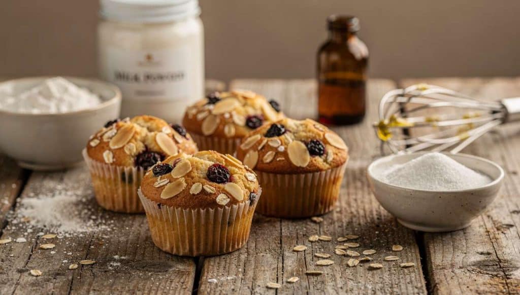 Muffins mûre amande et flocons d'avoine : recette gourmande