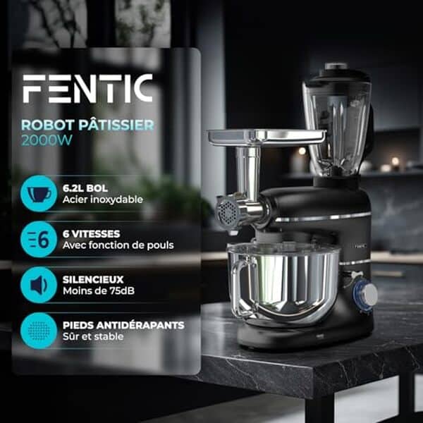 Découvrez notre test complet du robot pâtissier Fentic 6 en 1. Avec ses 2000W, il se révèle être un allié indispensable pour tous vos besoins culinaires. Polyvalence et performance au rendez-vous  !