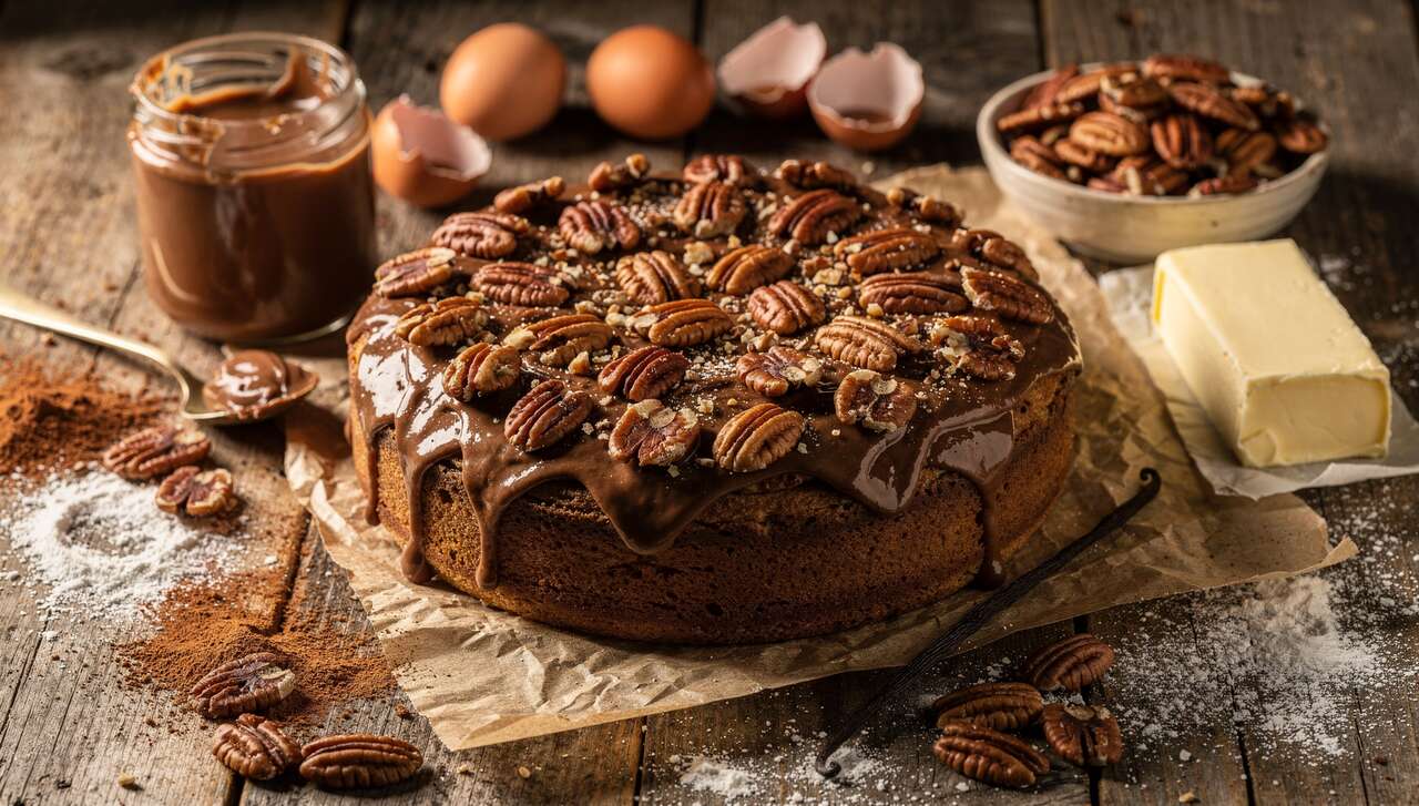 Recette de gâteau gianduja et noix de pécan