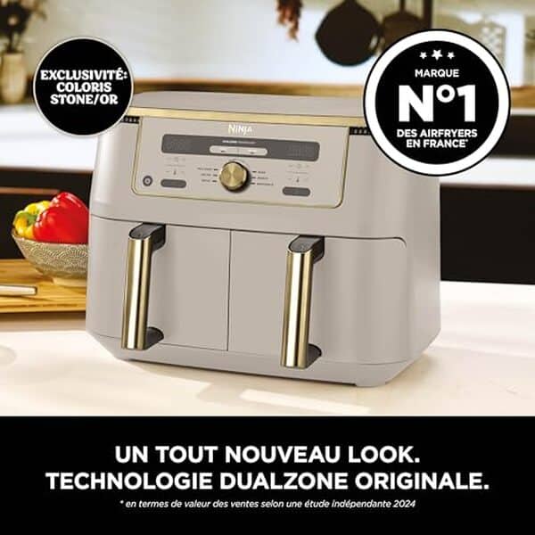 Découvrez la Ninja air fryer dual zone MAX, une friteuse sans huile offrant grande capacité et cuisson saine pour des plats savoureux.