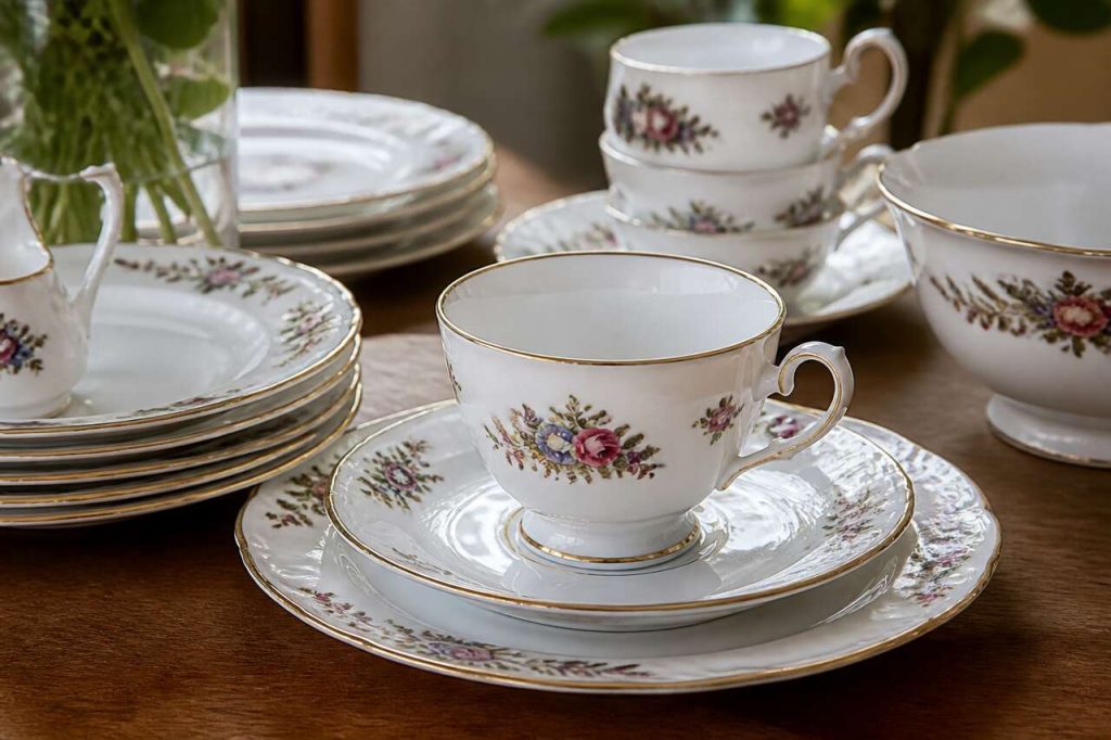 Tasses et assiettes en porcelaine : vaisselle élégante