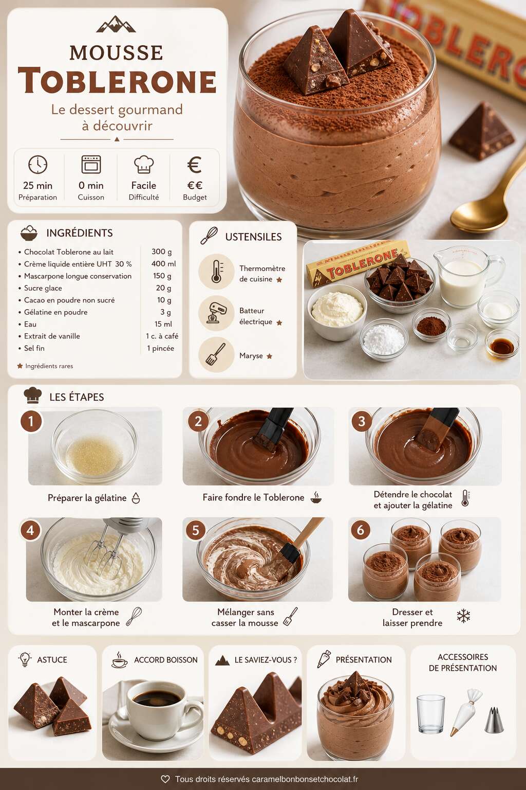 Fiche recette Recette mousse Toblerone : le dessert gourmand &agrave; d&eacute;couvrir