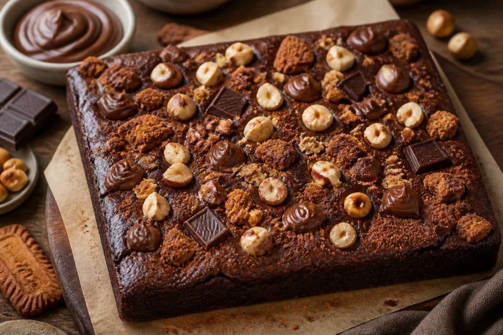 Recette brownie Nutella, spéculoos et noisettes
