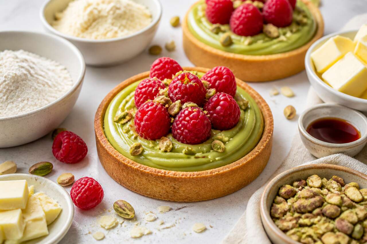 Recette de tartes framboises pistaches