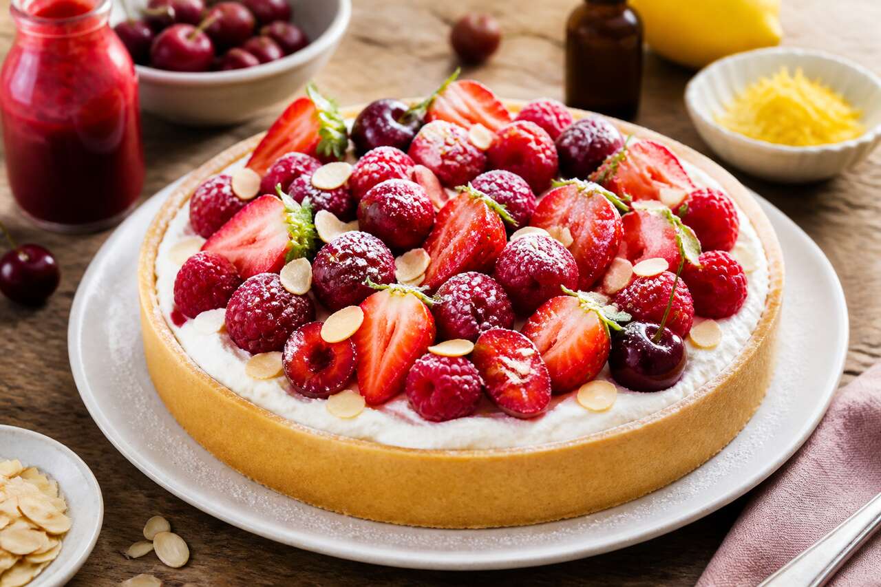 Tarte aux fruits rouges et fromage blanc : recette gourmande