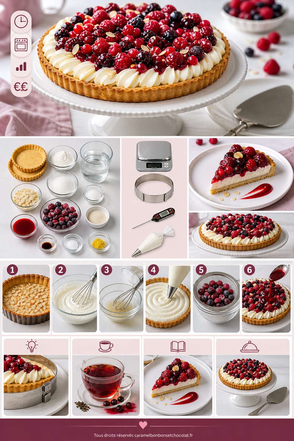 Fiche recette Tarte aux fruits rouges et fromage blanc : recette gourmande Fiche recette Tarte aux fruits rouges et fromage blanc : recette gourmande