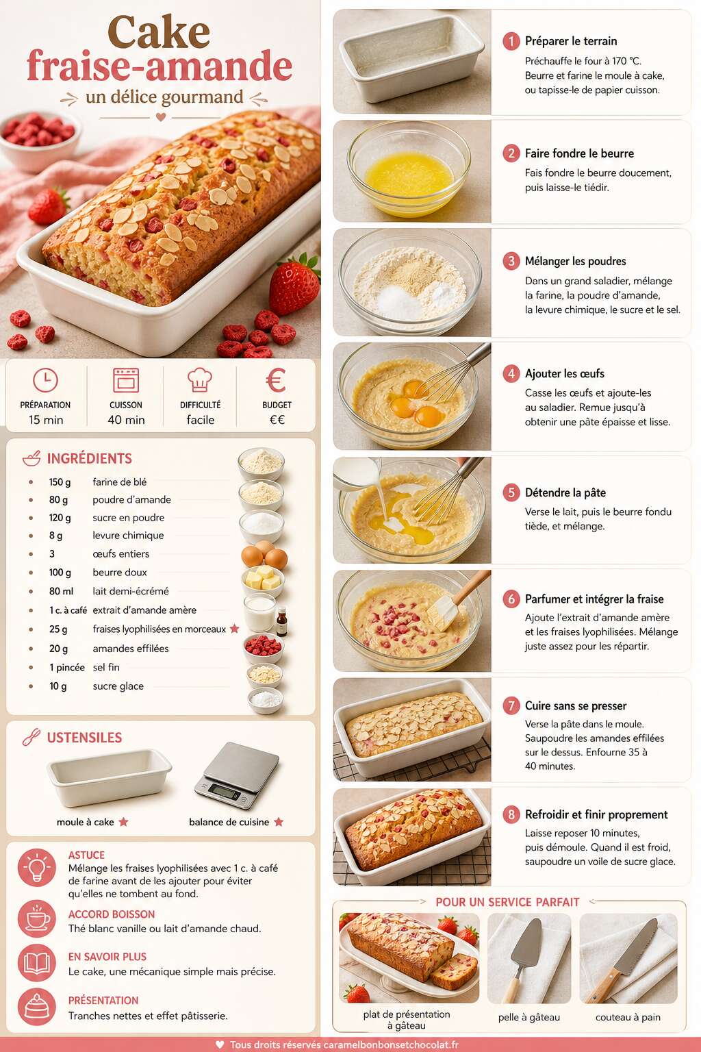 Fiche recette Recette de cake fraise-amande : un délice gourmand Fiche recette Recette de cake fraise-amande : un délice gourmand