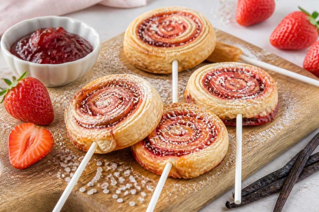 Sucettes feuilletées à la fraise : recette facile et rapide