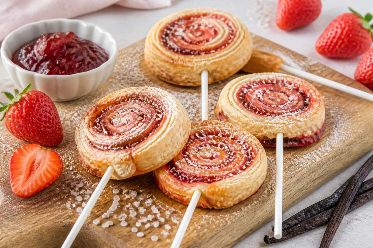 Sucettes feuilletées à la fraise : recette facile et rapide