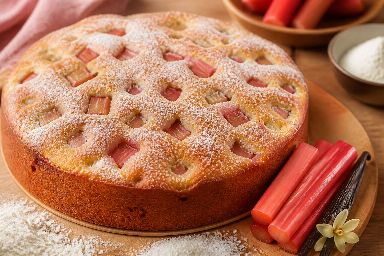 Recette du moelleux à la rhubarbe