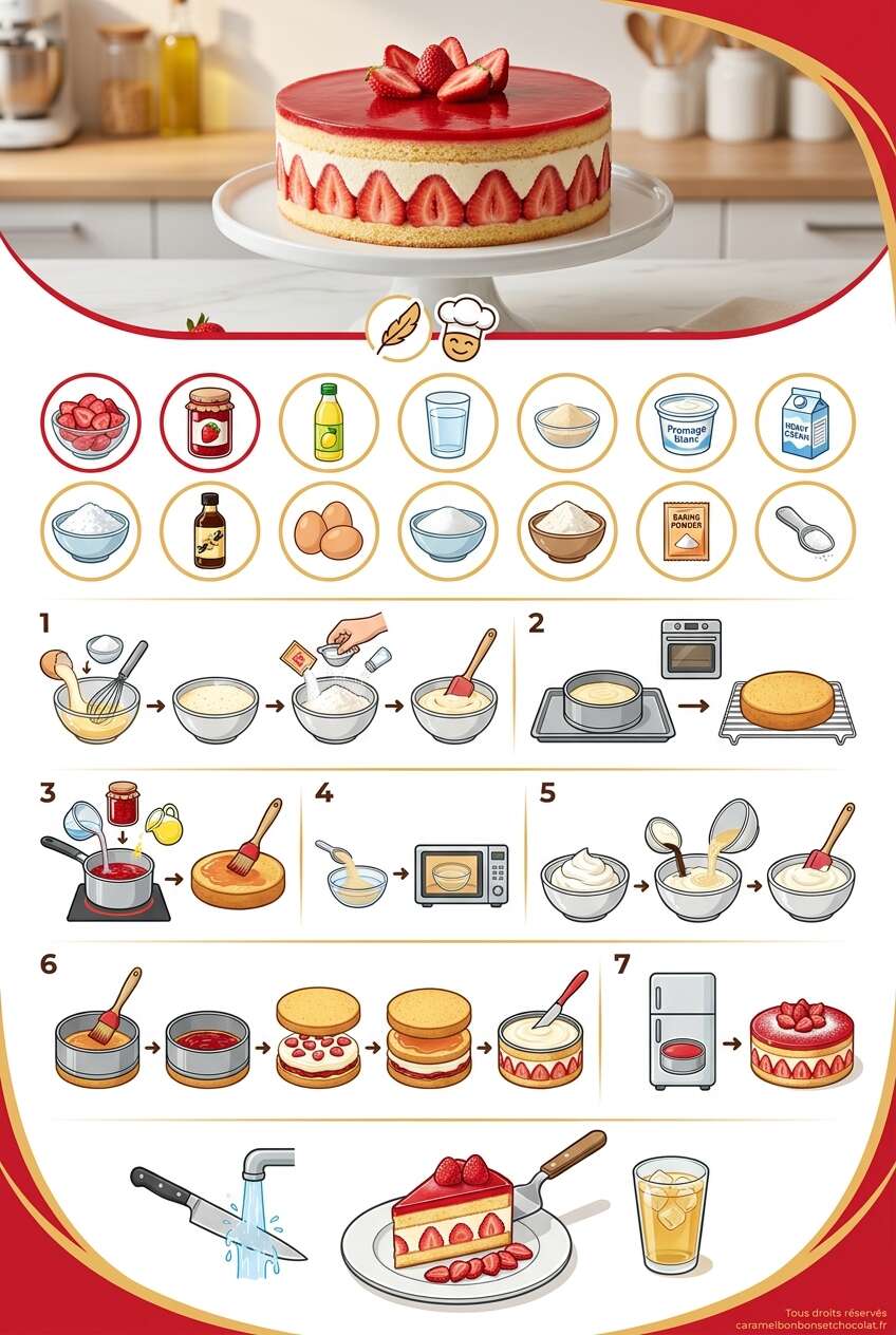 Fiche recette Recette du fraisier léger et facile Fiche recette Recette du fraisier léger et facile