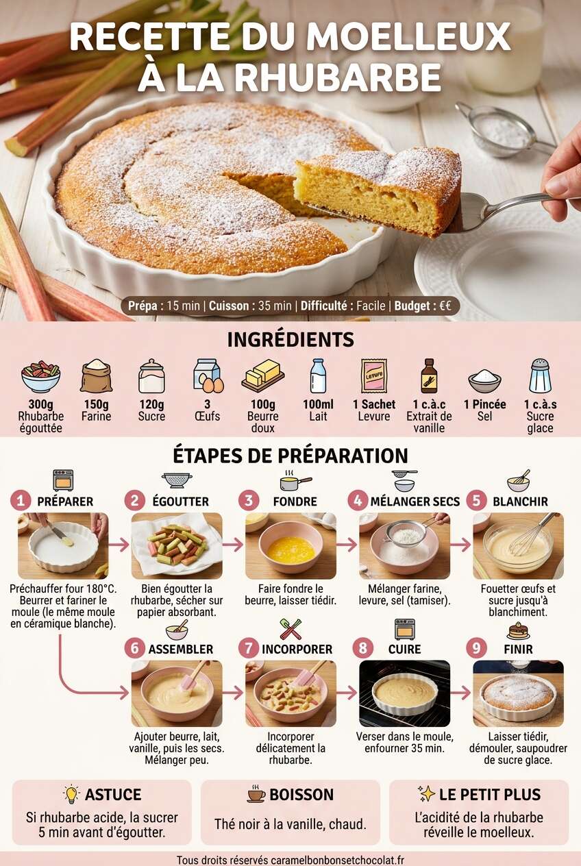 Fiche recette Recette du moelleux &agrave; la rhubarbe