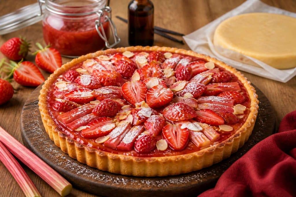Recette de tarte fraise-rhubarbe facile et gourmande