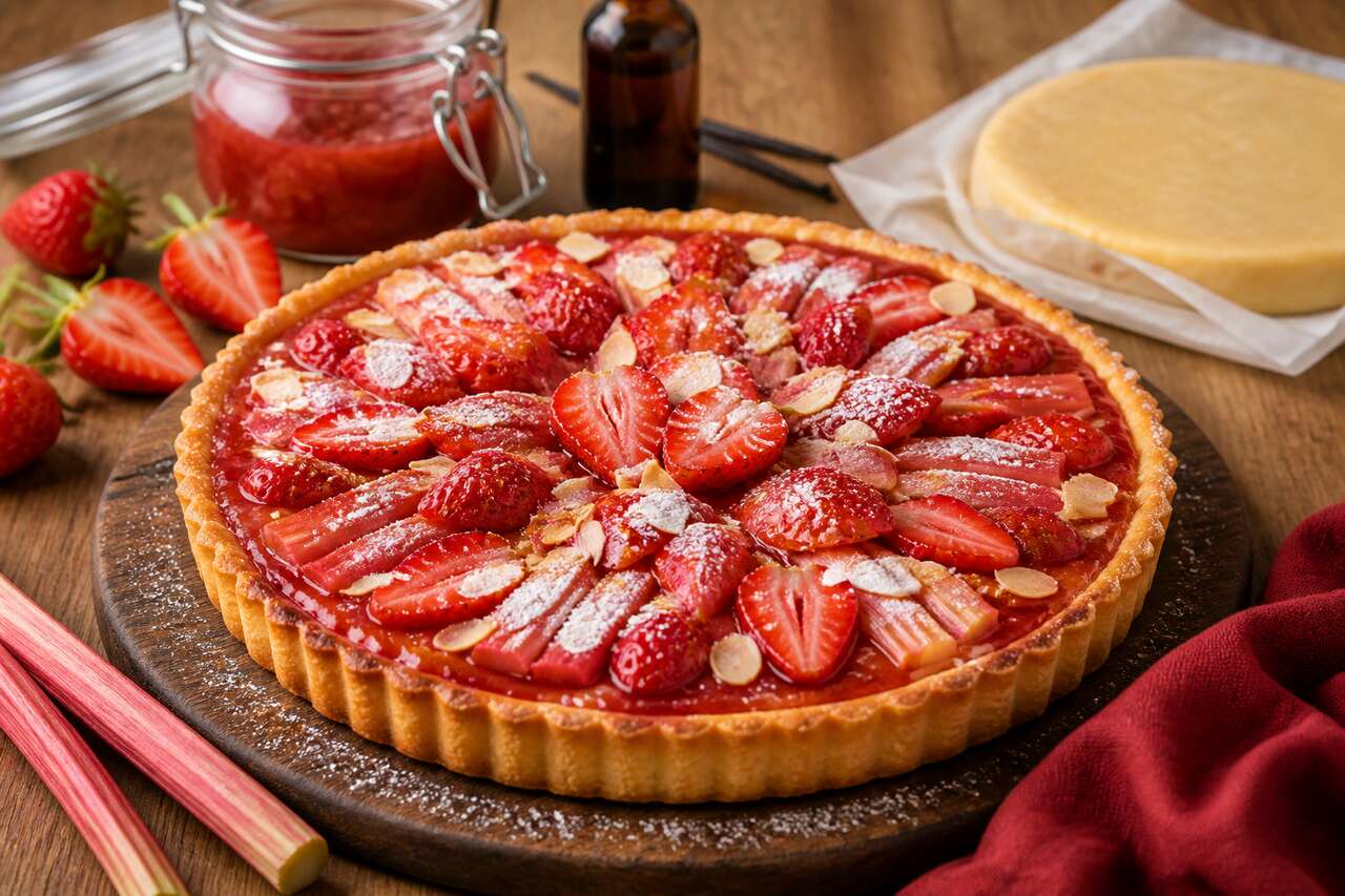 Recette de tarte fraise-rhubarbe facile et gourmande