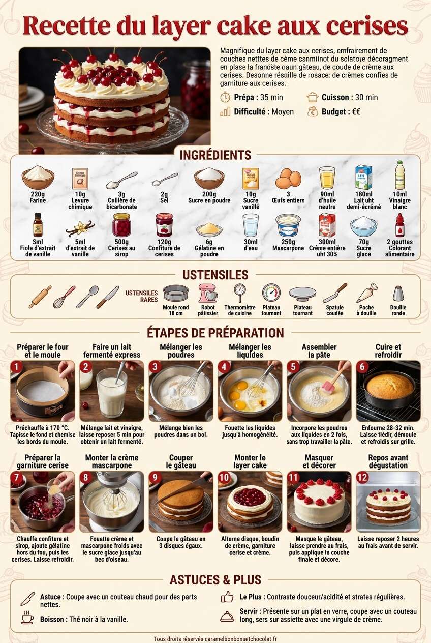 Fiche recette Recette du layer cake aux cerises Fiche recette Recette du layer cake aux cerises