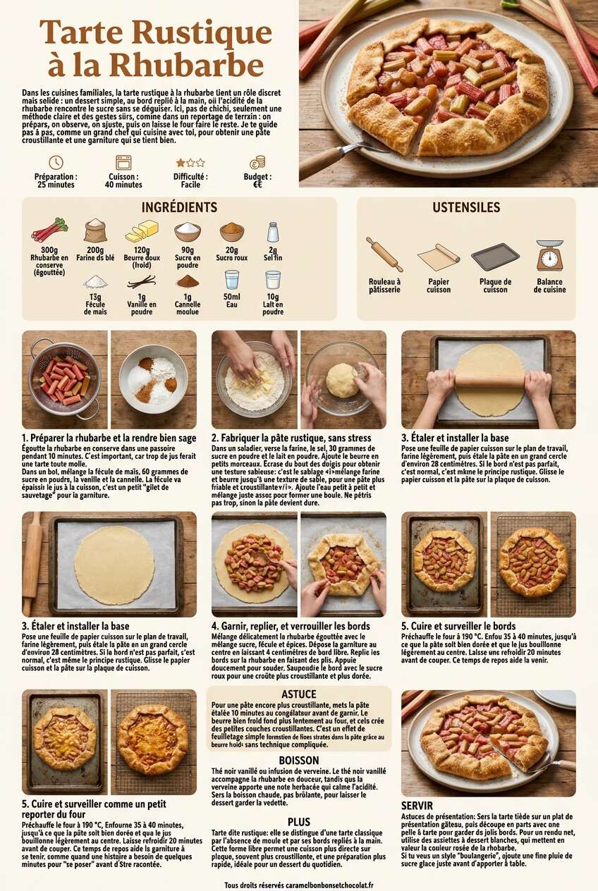Fiche recette Recette de tarte rustique à la rhubarbe Fiche recette Recette de tarte rustique à la rhubarbe