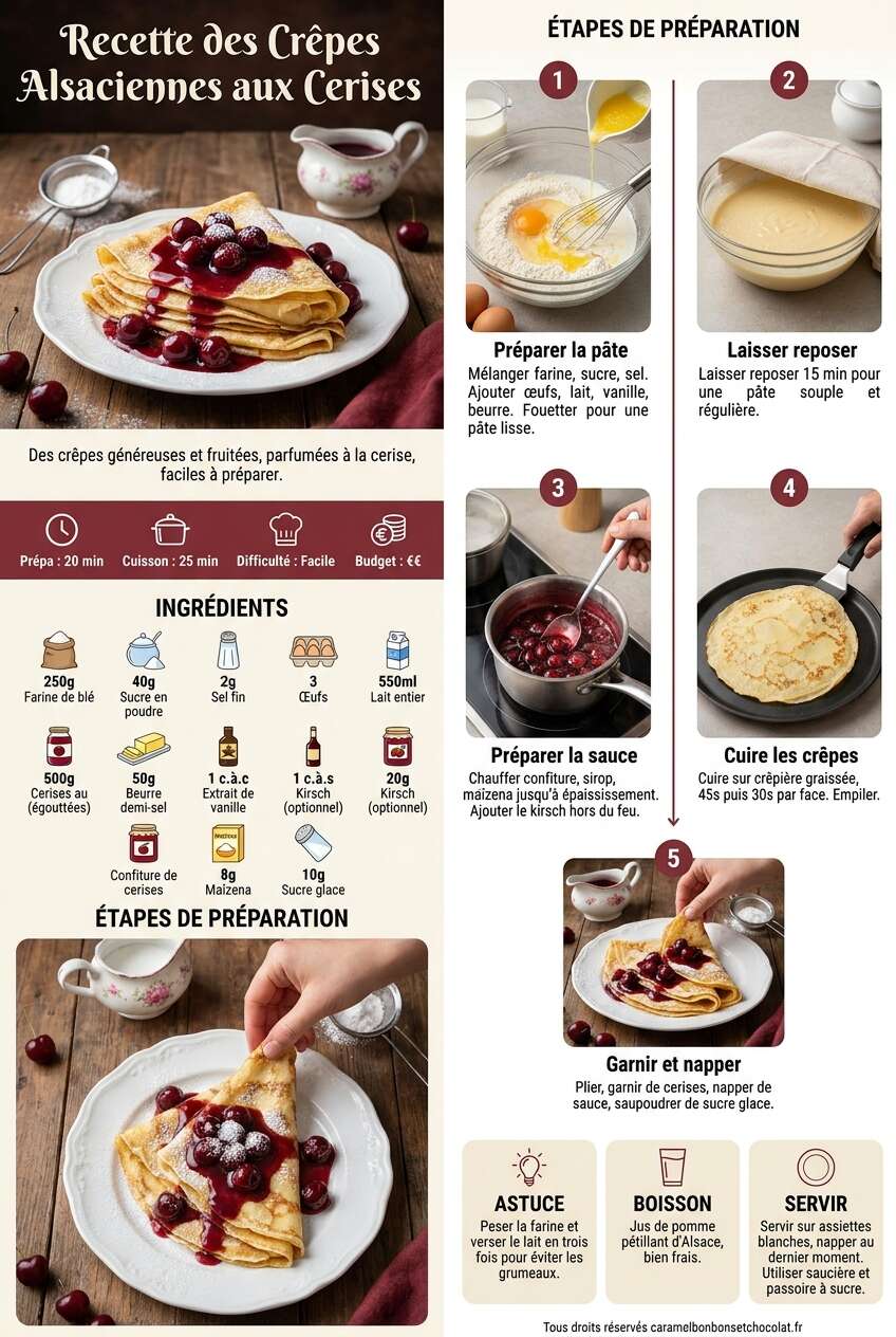 Fiche recette Recette des crêpes alsaciennes aux cerises Fiche recette Recette des crêpes alsaciennes aux cerises
