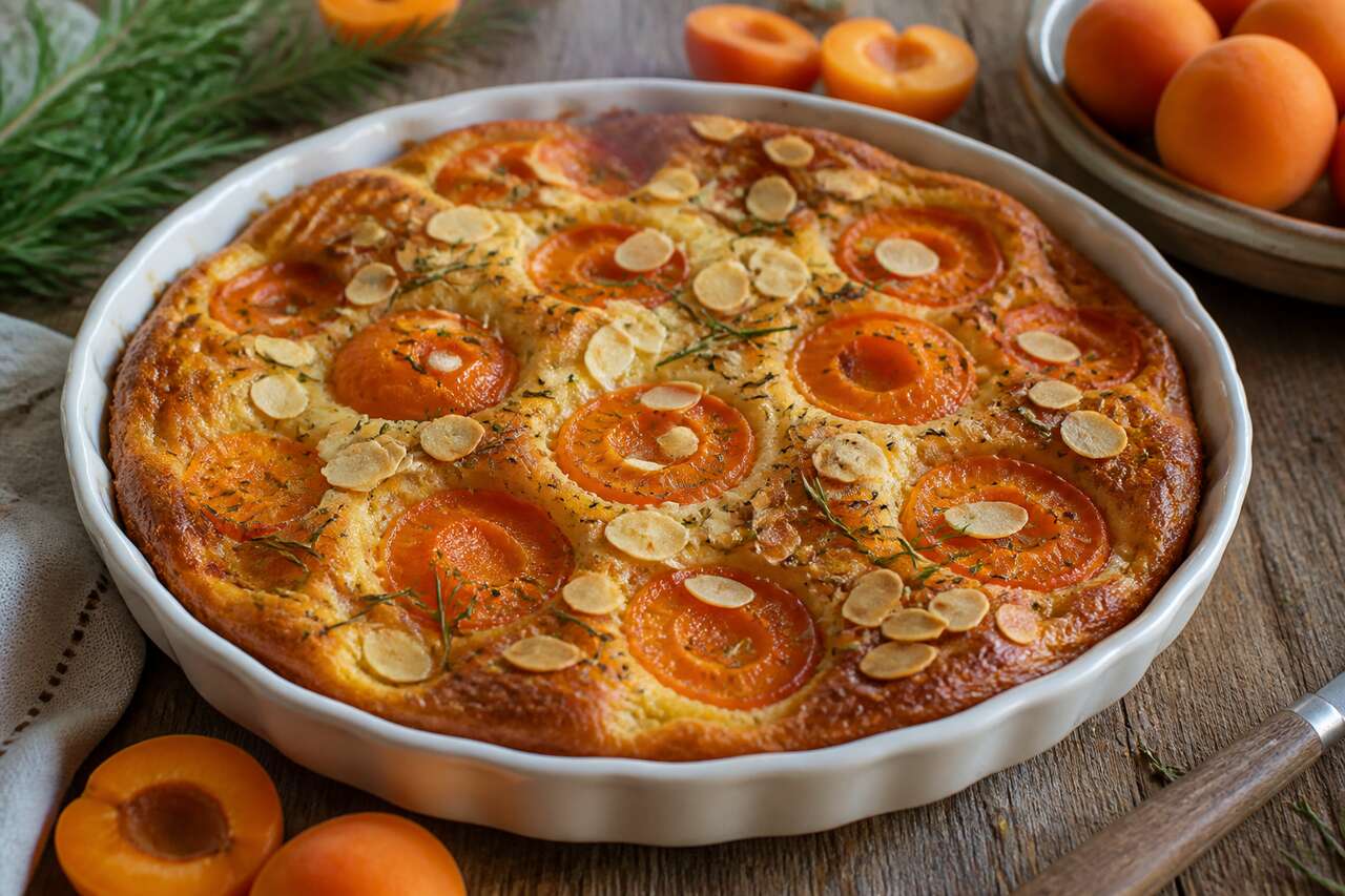 Clafoutis aux abricots et romarin : recette gourmande
