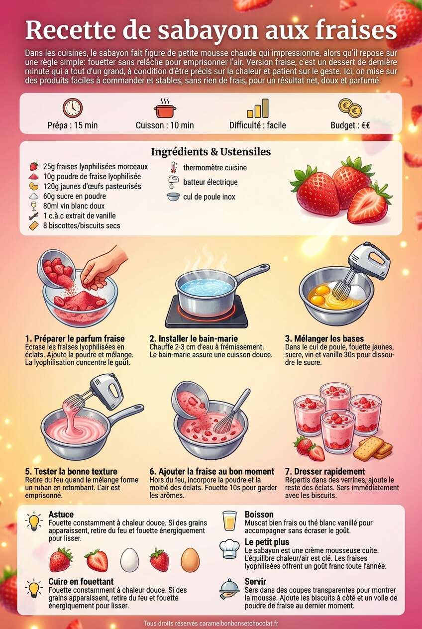 Fiche recette Recette de sabayon aux fraises Fiche recette Recette de sabayon aux fraises
