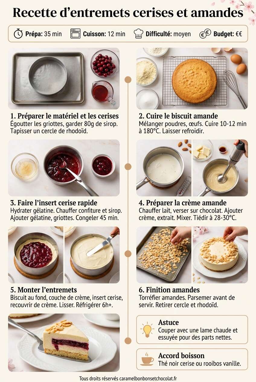 Fiche recette Recette d'entremets cerises et amandes Fiche recette Recette d'entremets cerises et amandes